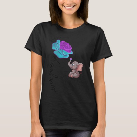 Suicide Awareness Flower Elephant Ribbon Graphic  T-shirt (Voorkant)