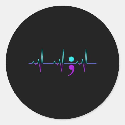 Suicide Awareness Hebeat Happy Ribbon Ondersteunin Ronde Sticker (Voorkant)