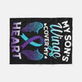 Suicide Awareness Memory van Son Wings Hoesje hart Fleece Deken (Voorkant (Horizontaal))