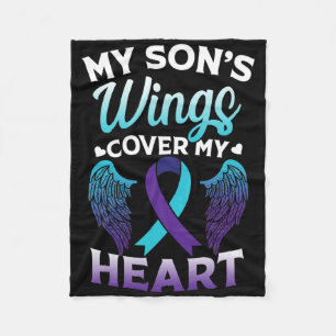 Suicide Awareness Memory van Son Wings Hoesje hart Fleece Deken