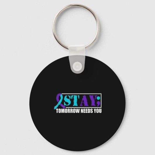 Suicide Awareness Mental Health Tomorrow Semicolon Sleutelhanger (Voorkant)