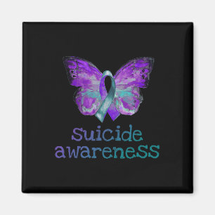 Suicide Awareness Paarse Blauwgroen Vlinder SemiCo Magneet