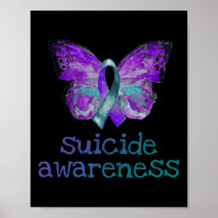 Suicide Awareness Paarse Blauwgroen Vlinder SemiCo Poster