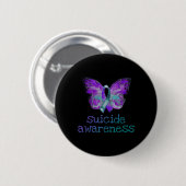 Suicide Awareness Paarse Blauwgroen Vlinder SemiCo Ronde Button 5,7 Cm (Voorkant /achterkant)