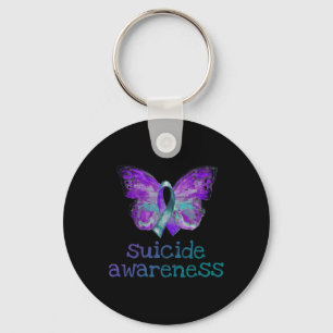 Suicide Awareness Paarse Blauwgroen Vlinder SemiCo Sleutelhanger