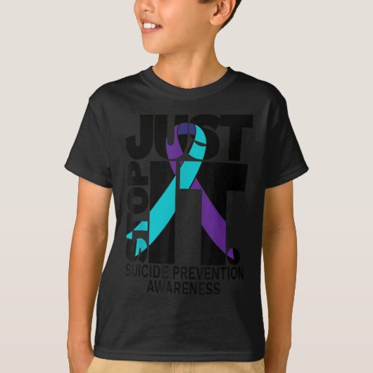 Suicide Awareness Preventie Zwarte Tekst T-shirt (Voorkant)