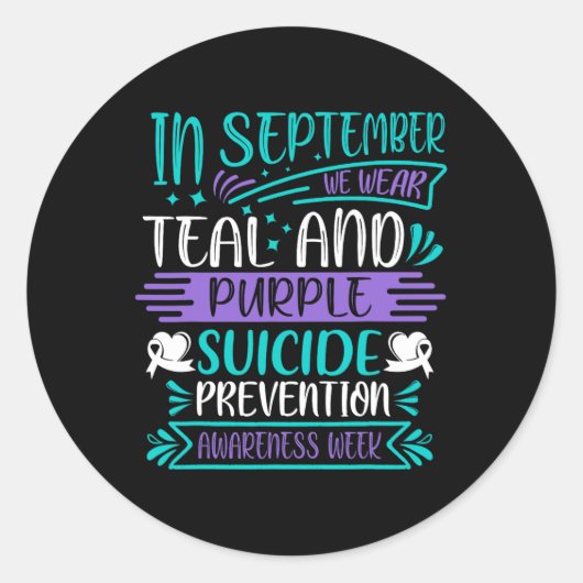 Suicide Awareness Prevention September We Draag Te Ronde Sticker (Voorkant)