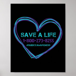 Suicide Awareness Red een leven Blauwgroen Paarse Poster