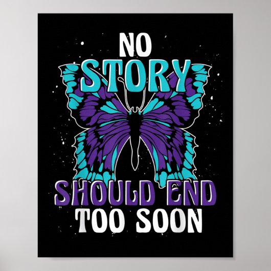 Suicide Awareness Ribbon Butterfly Suicide Poster (Voorkant)