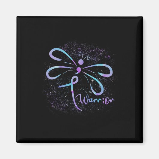 Suicide Awareness Semicolon Dragonfly Mentale Gezo Magneet (Voorkant)
