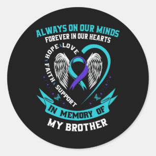 Suicide Awareness Shirt Brother Mannen Vrouwen Voo Ronde Sticker