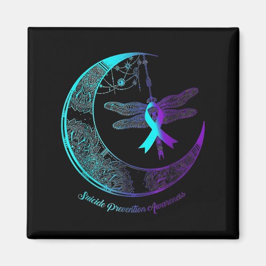 Suicide Awareness Shirt Dragonfly Moon Suicide Pre Magneet (Voorkant)