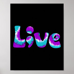 Suicide Awareness Shirt Live Semicolon Blauwgroen Poster