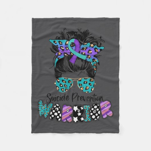 Suicide Awareness Shirt Messy Bun Hair Suicide Pre Fleece Deken (Voorkant)