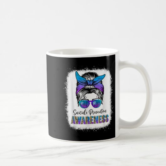 Suicide Awareness Shirt Messy Bun Hair Suicide Pre Koffiemok (Rechts)