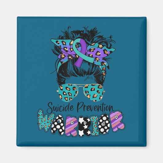 Suicide Awareness Shirt Messy Bun Hair Suicide Pre Magneet (Voorkant)