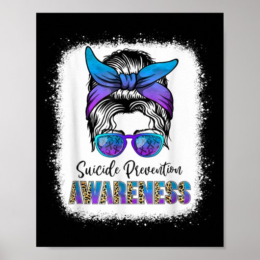 Suicide Awareness Shirt Messy Bun Hair Suicide Pre Poster (Voorkant)