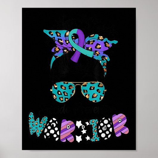 Suicide Awareness Shirt Messy Bun Hair Suicide Pre Poster (Voorkant)