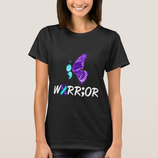 Suicide Awareness Shirt Semicolon Butterfly Suicid (Voorkant)