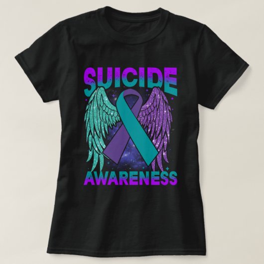 Suicide Awareness Shirt Wings and Ribbon Suicide P (Design voorkant)