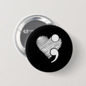 Suicide Awareness - Suicide Preventie Hart Semic Ronde Button 5,7 Cm (Voorkant /achterkant)