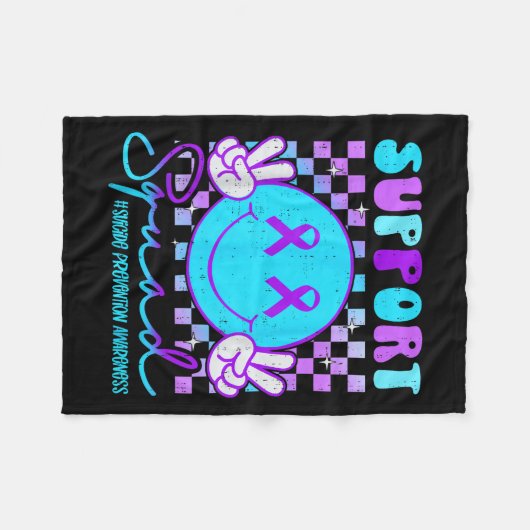 Suicide Awareness Teal &amp; Purple Ribbon Suprt G Fleece Deken (Voorkant (Horizontaal))