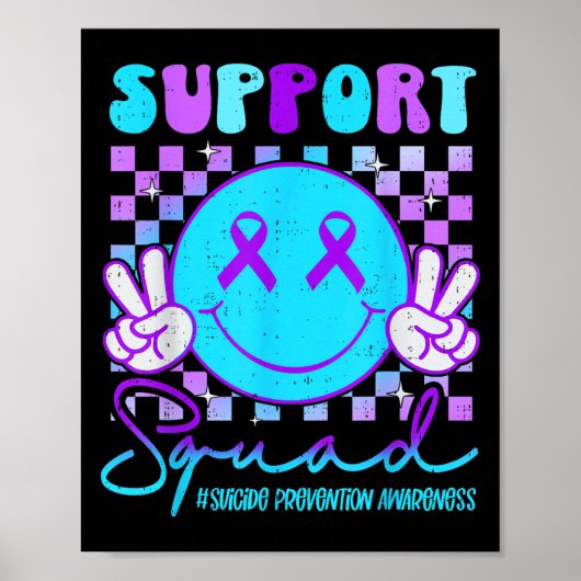 Suicide Awareness Teal &amp; Purple Ribbon Suprt G Poster (Voorkant)