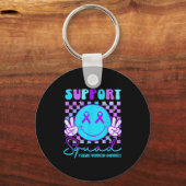Suicide Awareness Teal &amp; Purple Ribbon Suprt G Sleutelhanger (Voorkant)