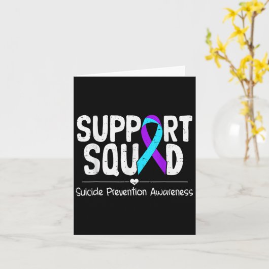 Suicide Awareness Teal & Purple Ribbon Suprt M Kaart (Gele Bloem)