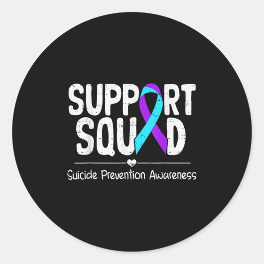 Suicide Awareness Teal & Purple Ribbon Suprt M Ronde Sticker (Voorkant)
