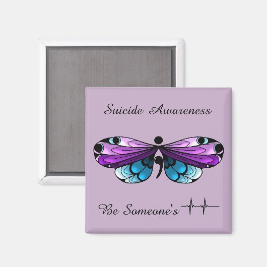 Suicide Awareness Vlinder Semicolon Magneet (Voorkant / Achterkant)