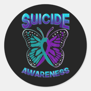 Suicide Awareness Warrior Paarse &amp; Blauwgroen Ronde Sticker