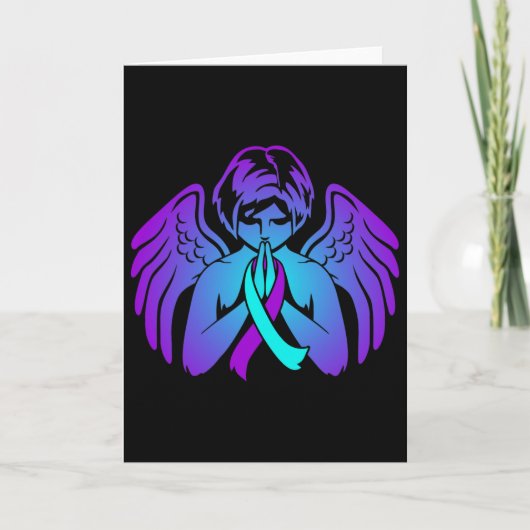 Suicide Awareness Wings Angel Ribbon Happy Support Kaart (Voorkant)