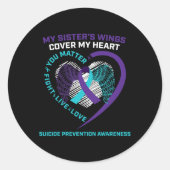 Suicide Awareness Zuster Loving Memory Preventie Ronde Sticker (Voorkant)