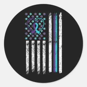 Suïcide Bewustzijn Vlag Angst Psychische Gezondhei Ronde Sticker