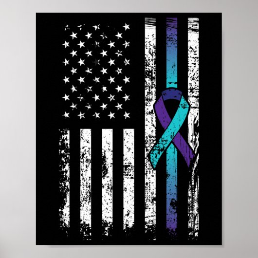 Suicide Depression American Flag Prevention Awaren Poster (Voorkant)