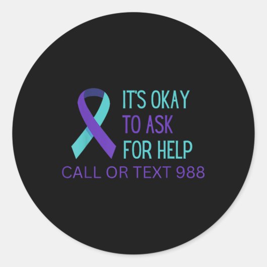 Suicide Prevention 988 Hotline Shirt 988 Suicide C Ronde Sticker (Voorkant)