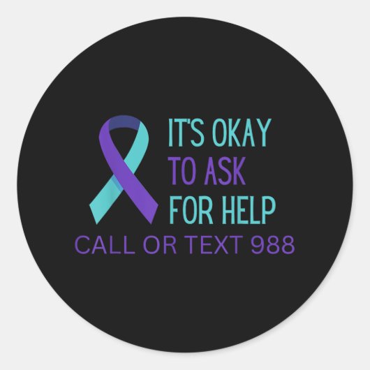 Suicide Prevention 988 Hotline Shirt 988 Suicide C Ronde Sticker (Voorkant)