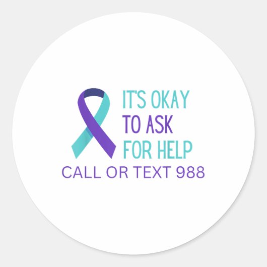 Suicide Prevention 988 Hotline Shirt 988 Suicide C Ronde Sticker (Voorkant)