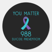 Suicide Prevention 988 Hotline Shirt Ronde Sticker (Voorkant)