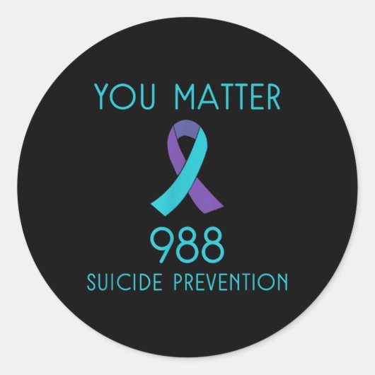 Suicide Prevention 988 Hotline Shirt Ronde Sticker (Voorkant)