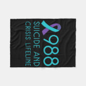 Suicide Prevention 988 - Suicide Awareness - Black Fleece Deken (Voorkant (Horizontaal))