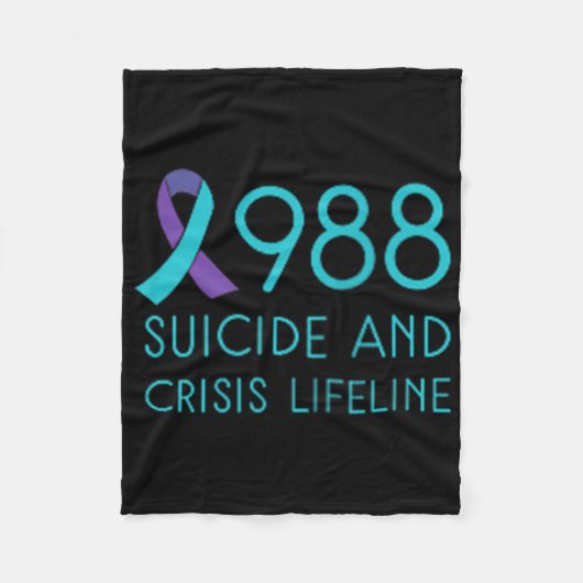 Suicide Prevention 988 - Suicide Awareness - Black Fleece Deken (Voorkant)