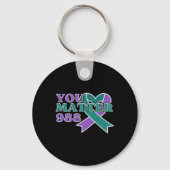 Suicide Prevention 988 You Problem Awareness Ribbo Sleutelhanger (Voorkant)