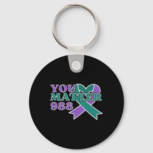 Suicide Prevention 988 You Problem Awareness Ribbo Sleutelhanger (Voorkant)