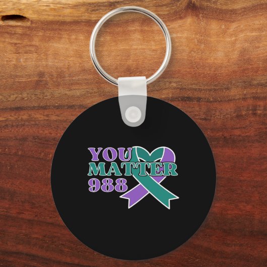 Suicide Prevention 988 You Problem Awareness Ribbo Sleutelhanger (Voorkant)