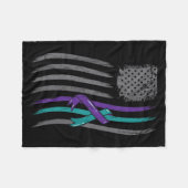 Suicide Prevention American Flag Purple Awareness Fleece Deken (Voorkant (Horizontaal))