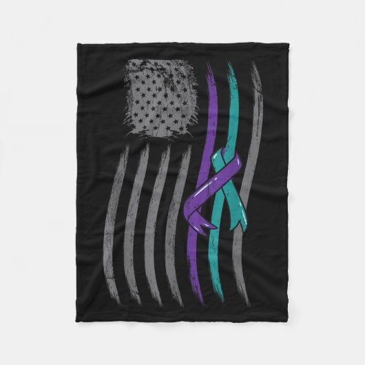Suicide Prevention American Flag Purple Awareness Fleece Deken (Voorkant)