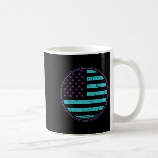 Suicide Prevention American Flag Wear Teal Purple Koffiemok (Rechts)