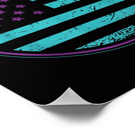 Suicide Prevention American Flag Wear Teal Purple  Poster (Hoek)